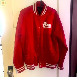 Official Bowie red satine coach jacket good condition size small to medium